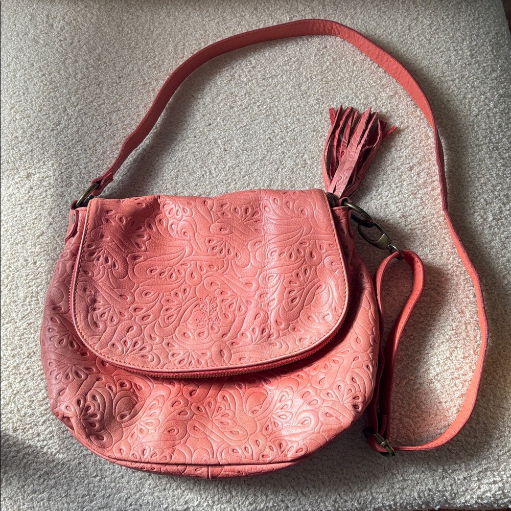 Italian Borse In Pelle Leather Embossed Tooled Crossbody